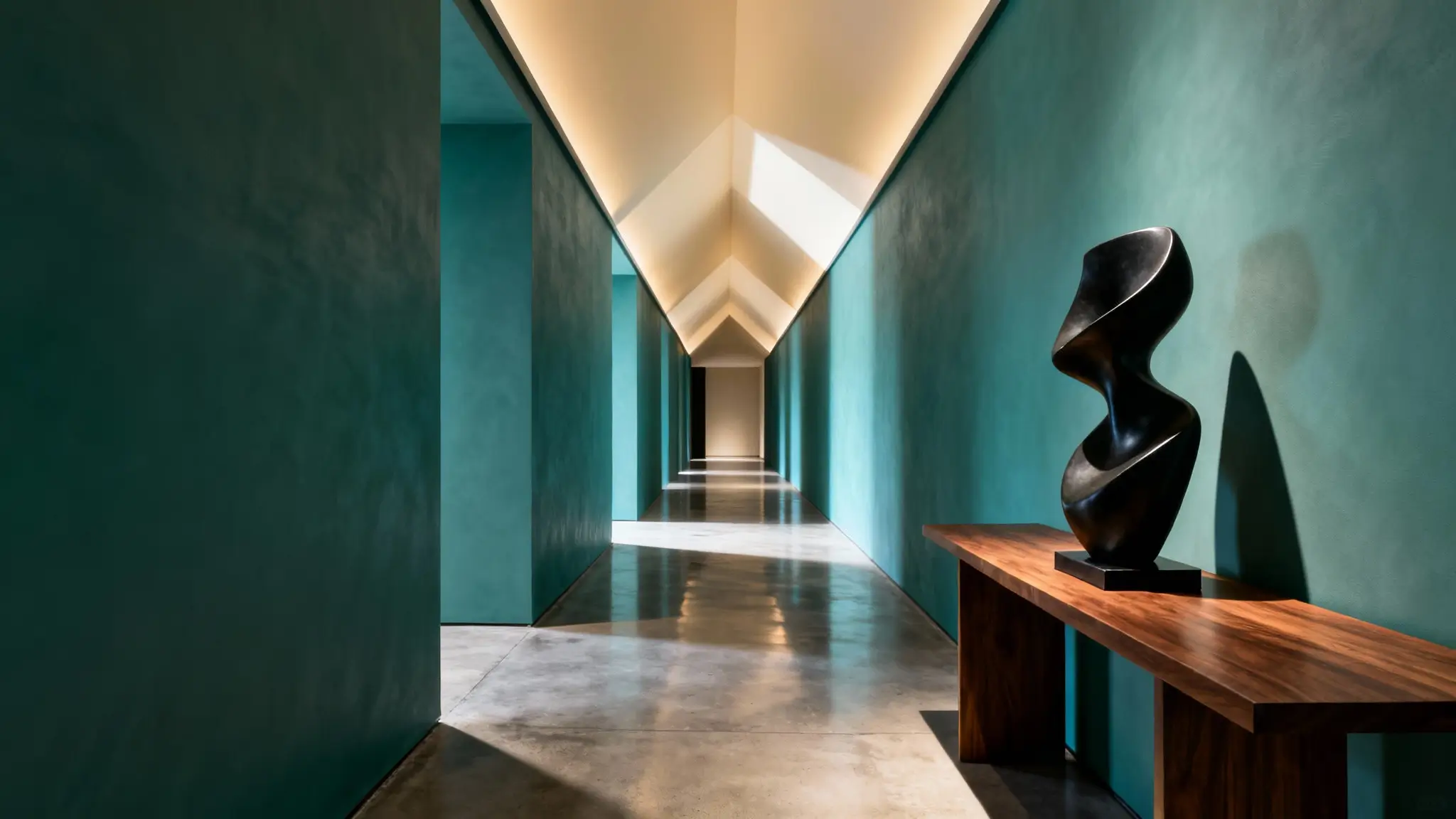 decoración de pasillo largo con revestimiento de pared texturizado