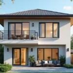 Casas de dos plantas sencillas con terraza: ideas y diseños