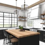 Cocina blanca y negra y madera: ideas y tendencias