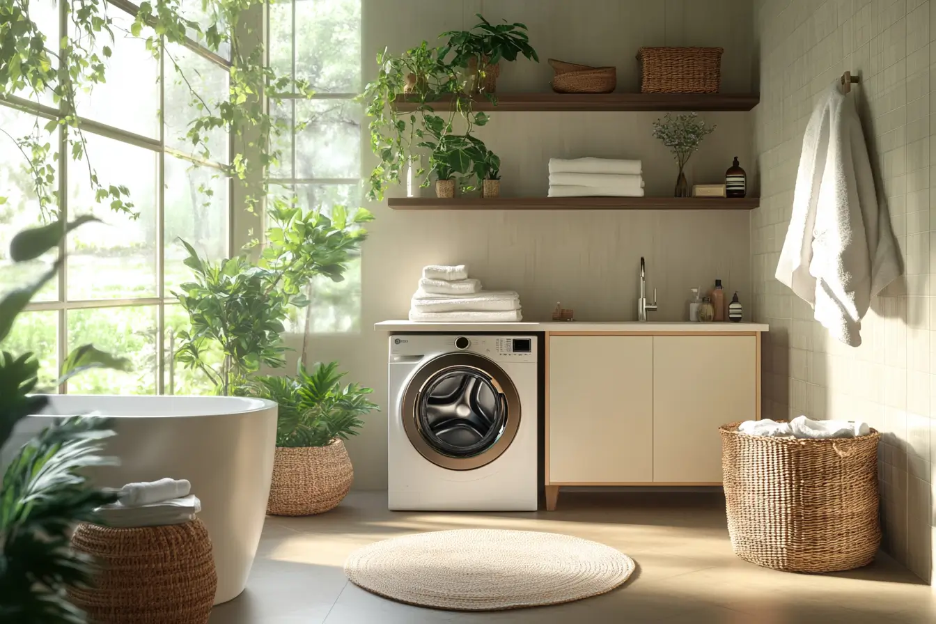 Baño pequeño con lavadora y secadora: ideas prácticas