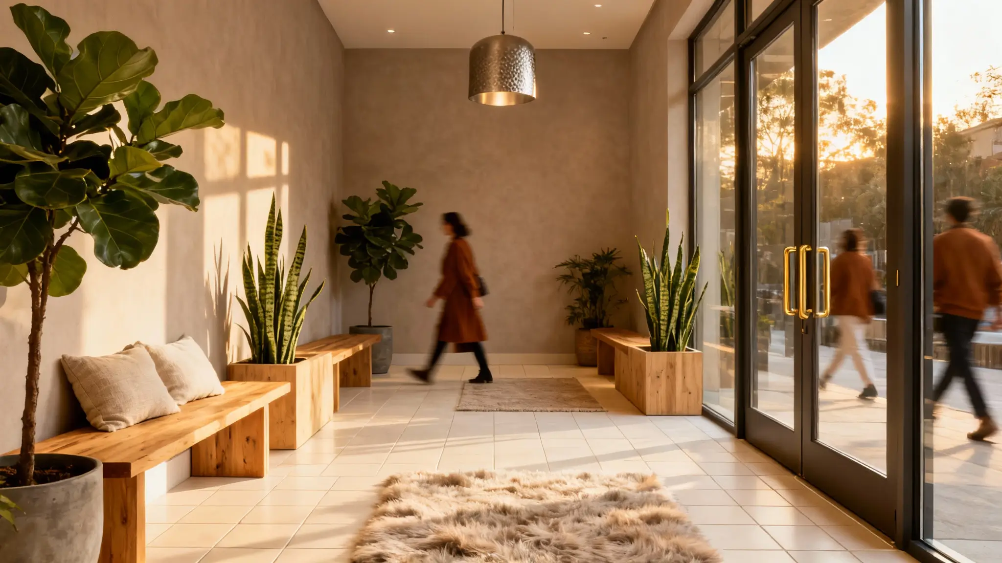 Ideas para recibidores pequeños modernos y acogedores con muebles ligeros y tonos claros